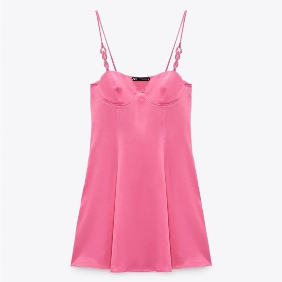 Zara Dresses & Skirts - *NWT* Zara Satin Corsetry-Inspired Mini Dress in Pink, Size XS, Sleeveless